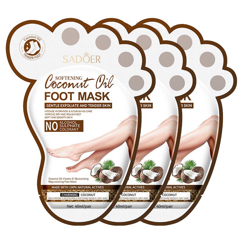 SADOER Maschera Piedi al Cocco Idratante Sbiancante Maschera Esfoliante per Piedi Anti-invecchiamento Esfoliante Piedi Cura della Pelle dei Piedi