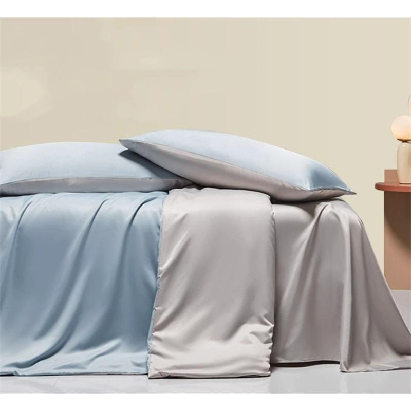 Комплект постельного белья Summer Ice Silk из 4 предметов — охлаждающий, гладкий пододеяльник, роскошная простыня и простыня на резинке, высококачественное постельное белье для комфортного сна