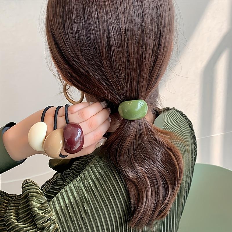 6 шт. Нефритовая узорчатая петля для волос с ярким изогнутым декором, высокая эластичность, дизайн с черной веревкой, простая, высококлассная, для ежедневной фиксации