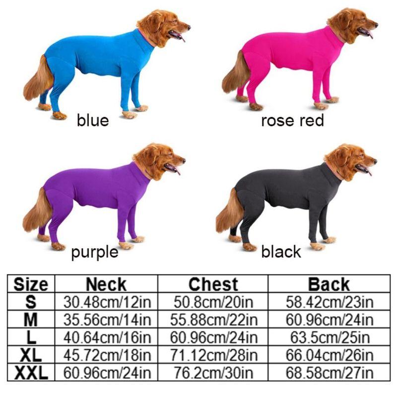 Solid Color Dog Surgery Recovery Suit Soft Polyester Pet Dog Onesie Clothes Comfortable Dog Pajamas 4-leg Pet Clothing Outdoor