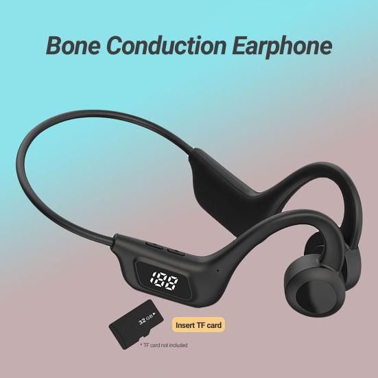 LY1 Наушники с костной проводимостью, ушной крючок, 9D звук, беспроводная Bluetooth-совместимая гарнитура, MP3-плеер с памятью для бега