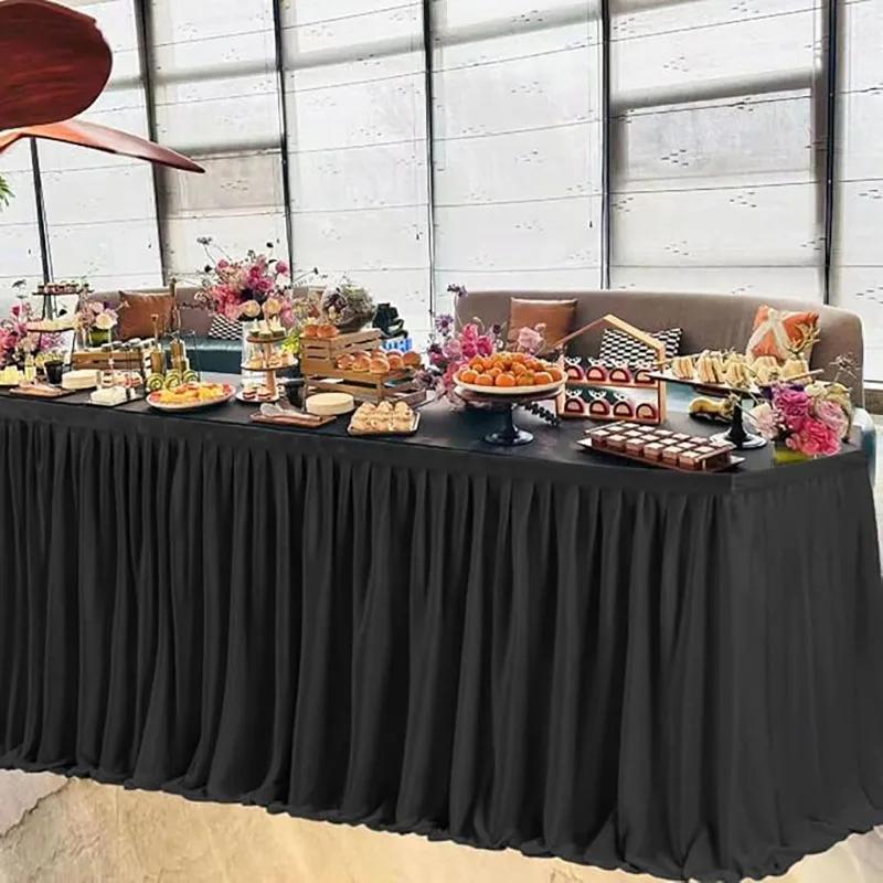 Юбка для праздничного стола, плиссированная скатерть для десерта на день рождения, чехол для свадебного праздничного стола, декор для детского душа, домашнего стола