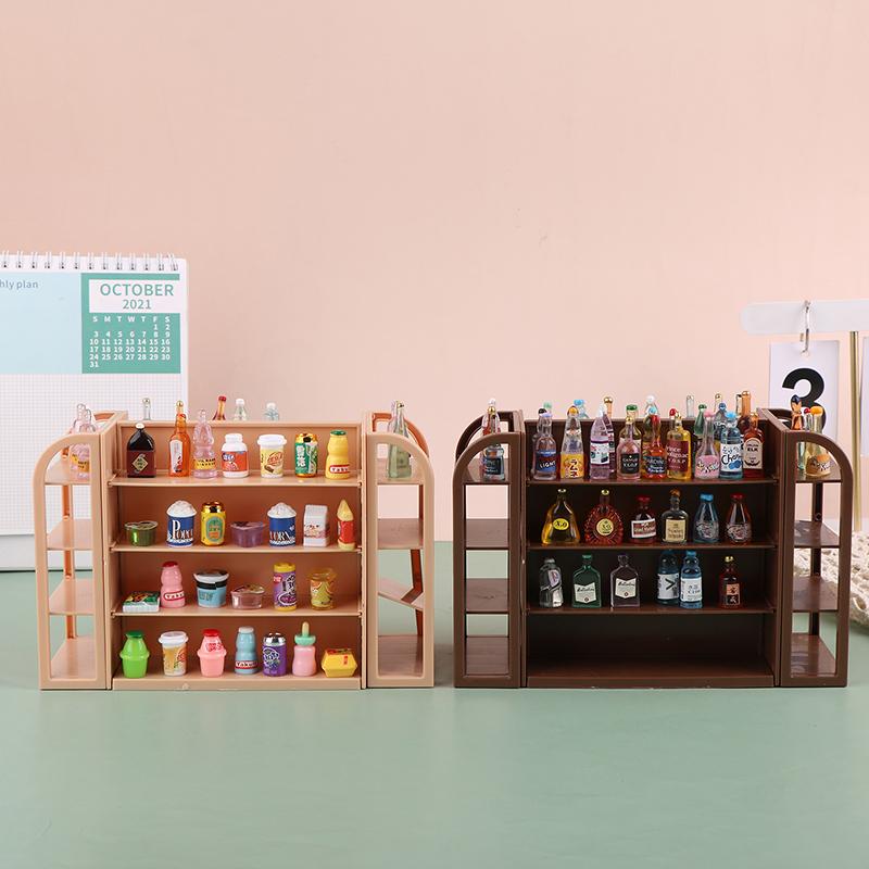 1 Set Doll House Scene Decor Accessories 1:12 Dollhouse Miniature Supermarket Shelf Mini Display Stand Storage Rack Model Toy