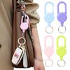 Macaron Color Retractable Keychain Outdoor Anti-Theft Easy To Pull Buckle Protein Rope Reel Elastic Key Ring Retractable Tool