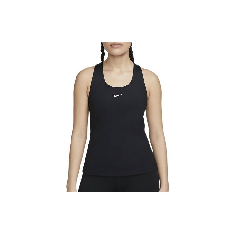 Nike Спортивный бюстгальтер-майка Swoosh женский, средняя поддержка, с вкладышами, черный DV9898-010