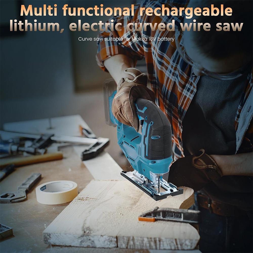 Аккумуляторный лобзик для Makita 18V-21V электрическая криволинейная пила со светодиодной подсветкой и инфракрасной системой помощи при линейном резе (Нет батареи)