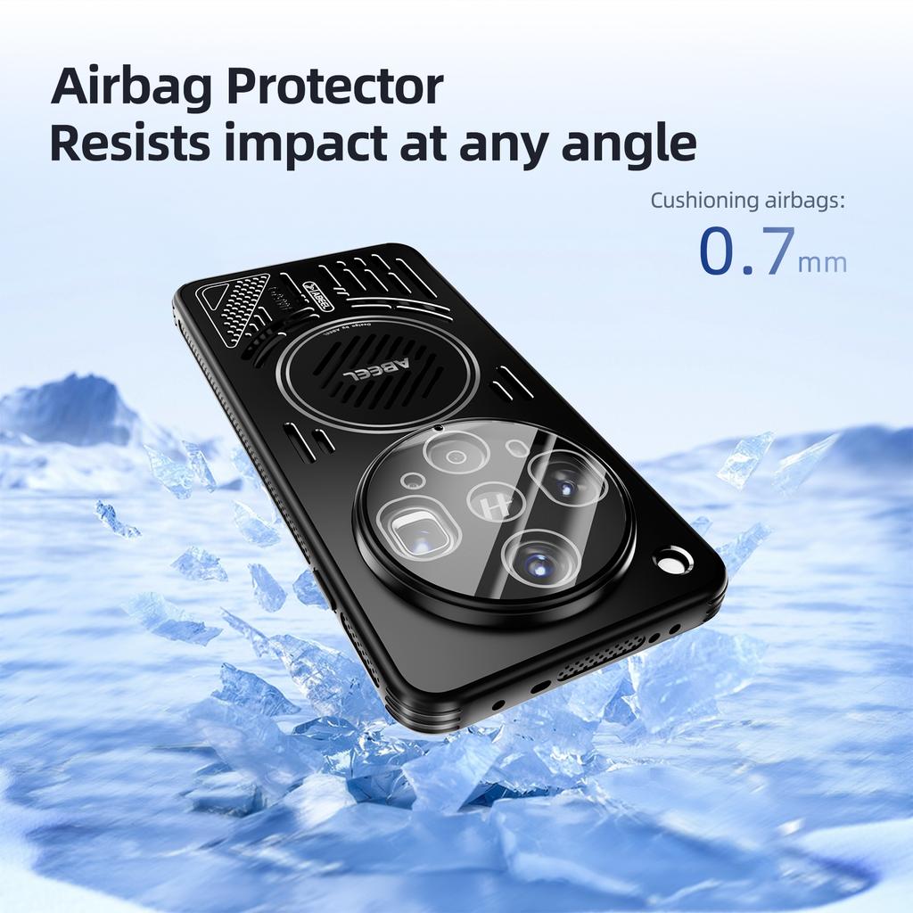 ABEEL For Oppo Find X8s 5G Magnetic Case Aluminium Alloy+PC+TPU Hollow Heat Dissipation Phone Cover