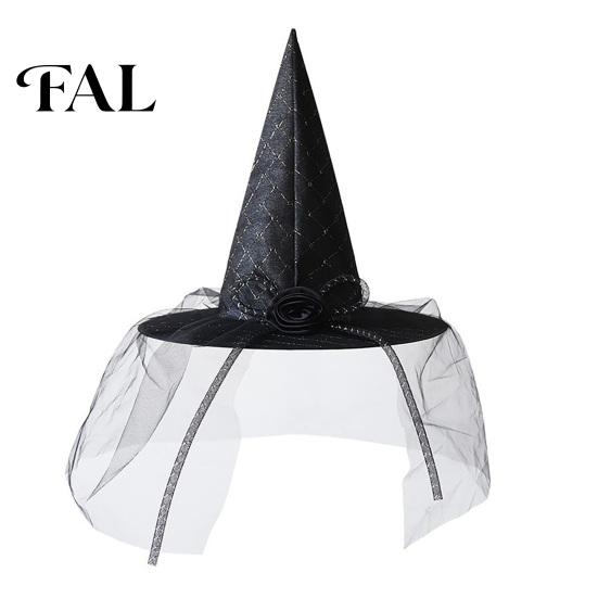 Vintage Style Party Hats Halloween Star Witch Hat, Mesh Veil Rose Feather Cone Hat Decorative for Women, Gothic Costume Headwear, Adult Cosplay