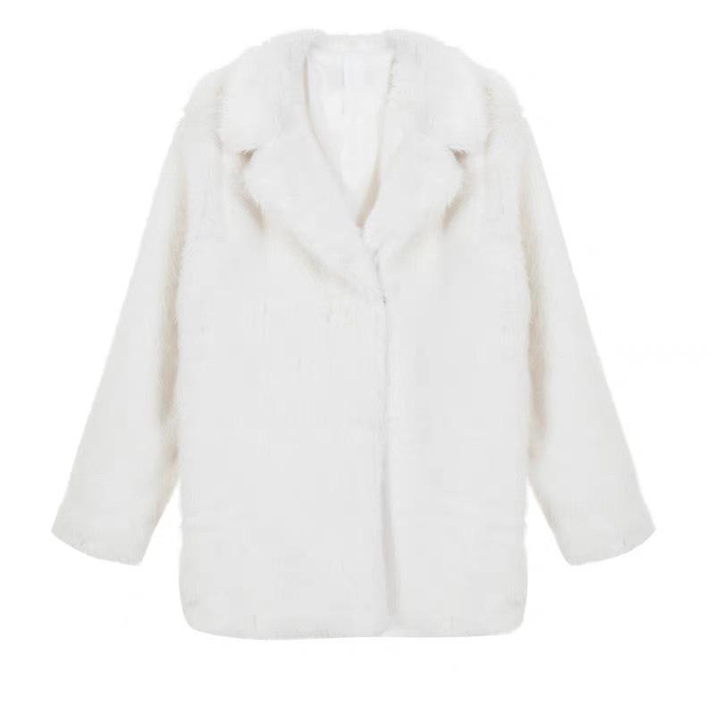 Осень и зима Новое пальто из искусственного меха Костюмный воротник Пальто средней длины Женское пальто