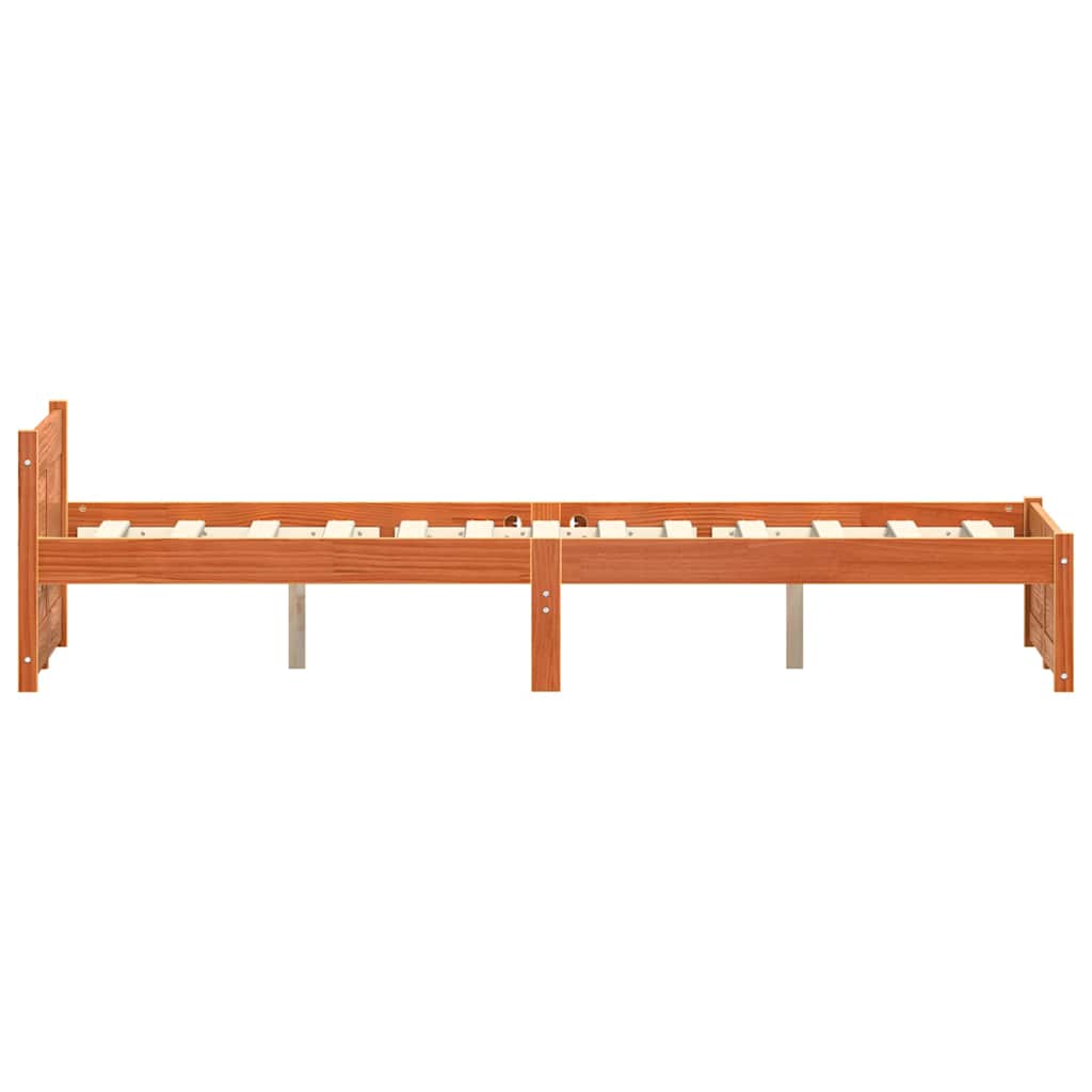 Bed Frame with Headboard Wax Brown 195.5 x 125.5 x 51 cm