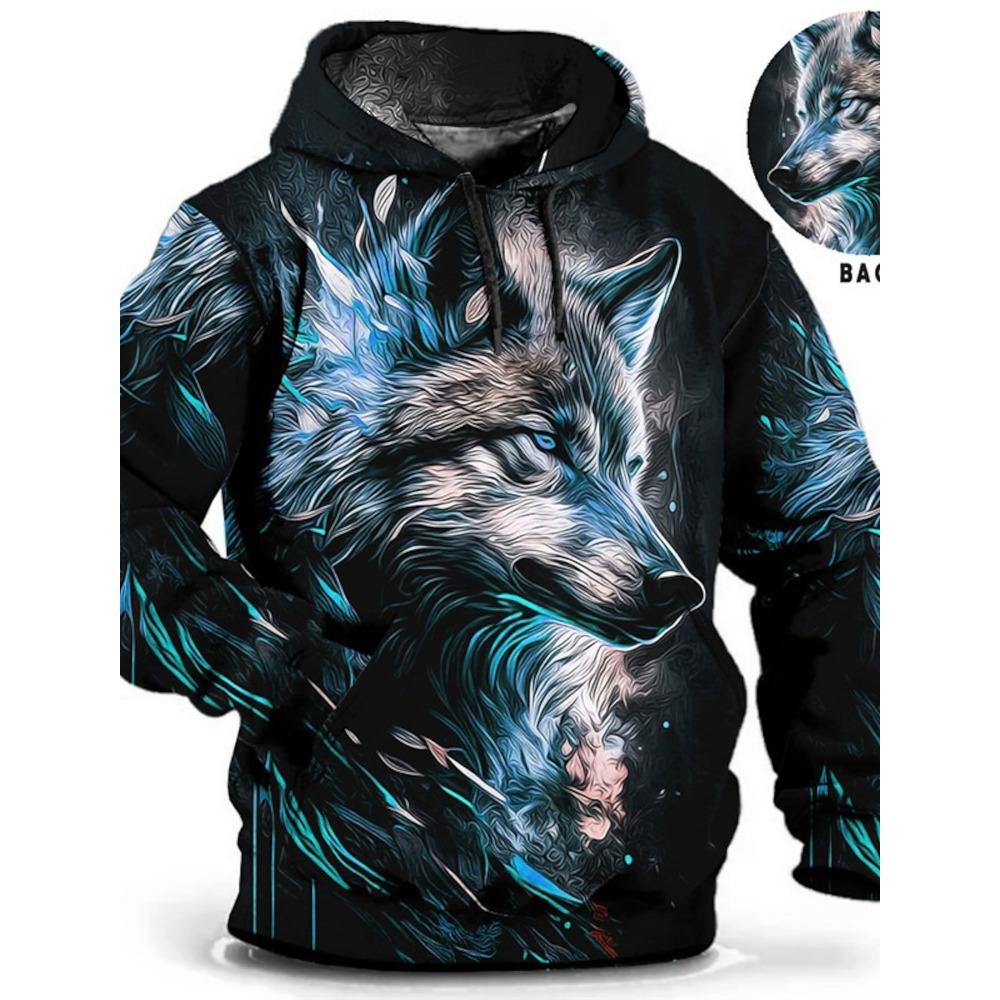 Men's Unisex Hoodie Fashion Pullover Hoodie Sweatshirt Hooded Animal Wolf Lion Dragon Tiger Print Daily 3D Print Casual Hoodies