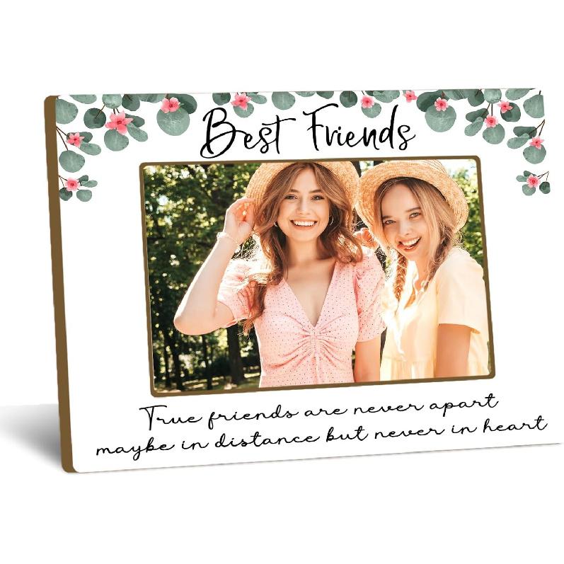 Best Friend Picture Frame, BFF & Friends Forever Gifts, Photo Frame with Wooden Stand, Home Office Table Top Display Decorations 4x6 inch