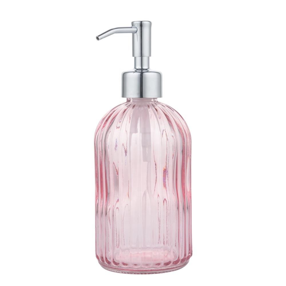 Manufacturer Colorful Glass Soap Dispenser Bottle with Stainless Steel Metal Lotion Pump Customization Color for Hand Soap