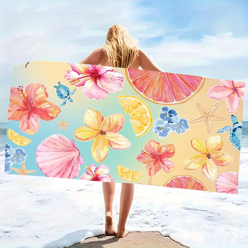 Tropical Print Beach Towel Floral Pattern Oversized Microfiber Quick Dry Sand Free Summer Vacation Pool Travel Boho Gift For Her