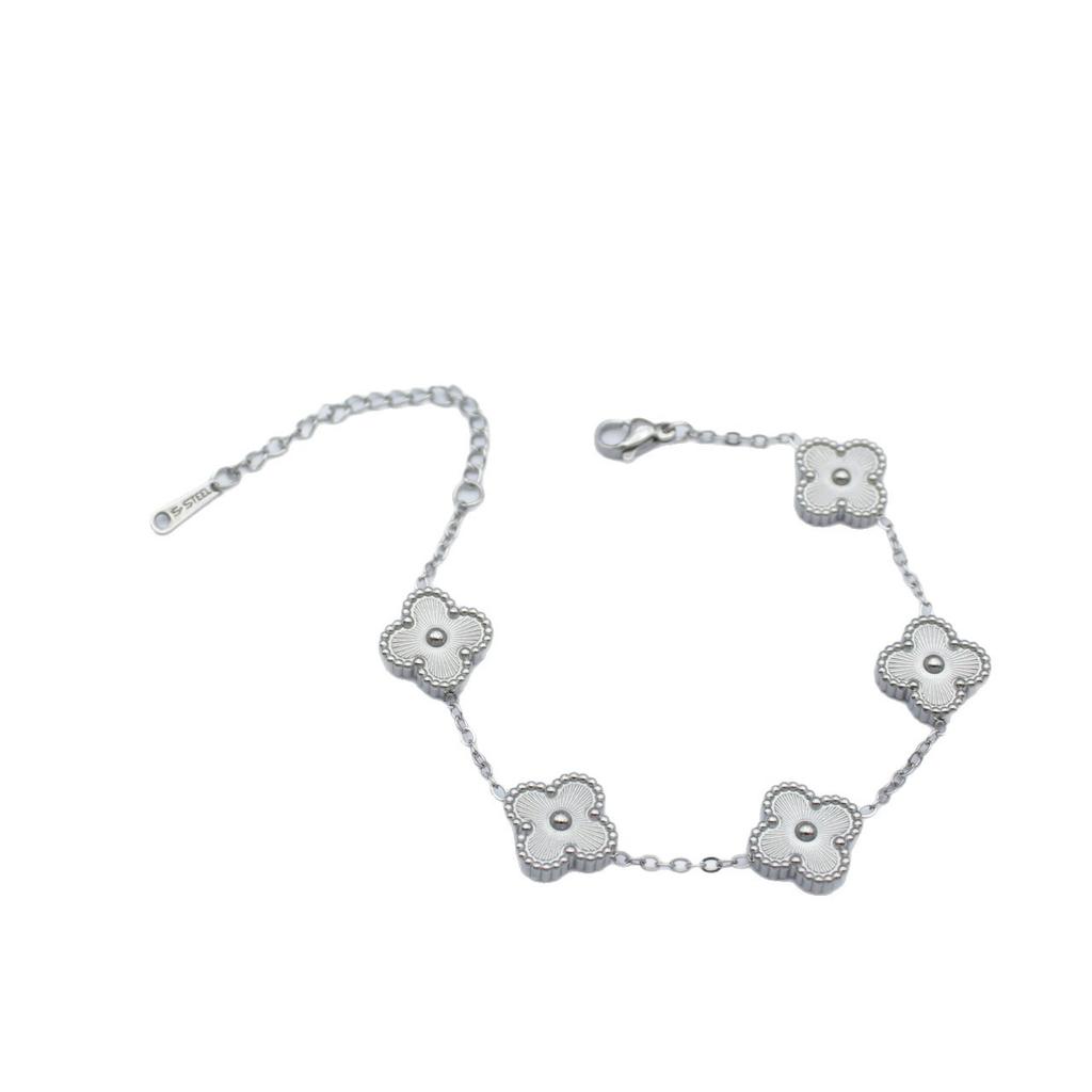 Высококачественный браслет "Четырехлистный клевер - пять цветков", лазерная гравировка, "Счастливый клевер", двусторонний, женский браслет