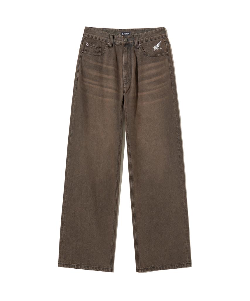 PHYPS MOTORCYCLE Wing Logo Denim Pants Brown