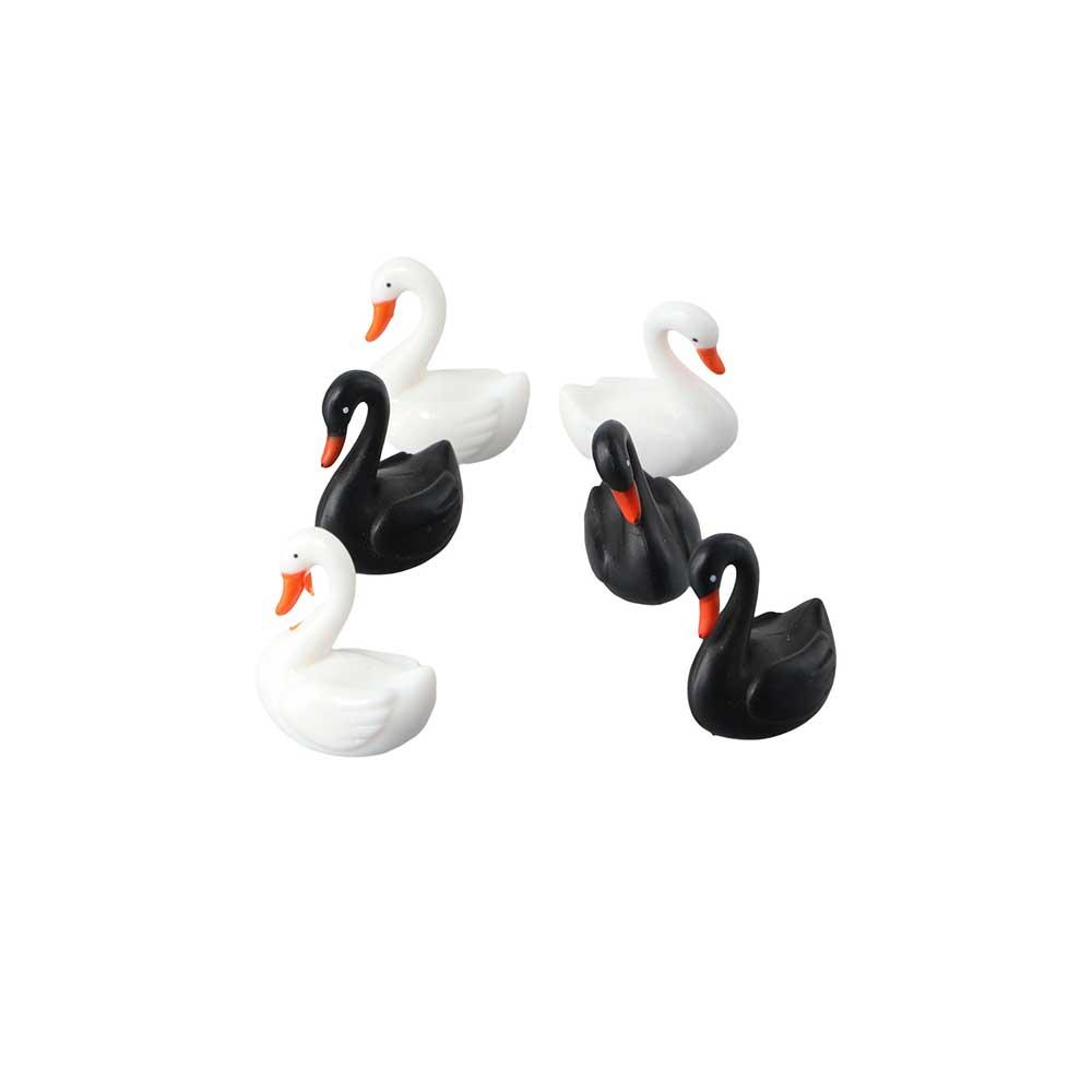 Fairy Garden Black White Swan Miniature Love Ducks Figurine Lover Birds Ornaments Animals Statue