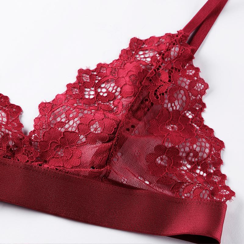 Кружевной бюстгальтер без стального кольца, тонкий, без подкладки под грудь, глубокий V-образный вырез, кружевной цветочный сексуальный бюстгальтер, лифчик-бралетт, нижнее белье