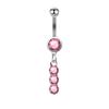 Stainless Steel Belly Button Ring Sexy Drop Dangle Body Piercing Jewelry For Women Girls Pink Zircon Navel Rings Gifts