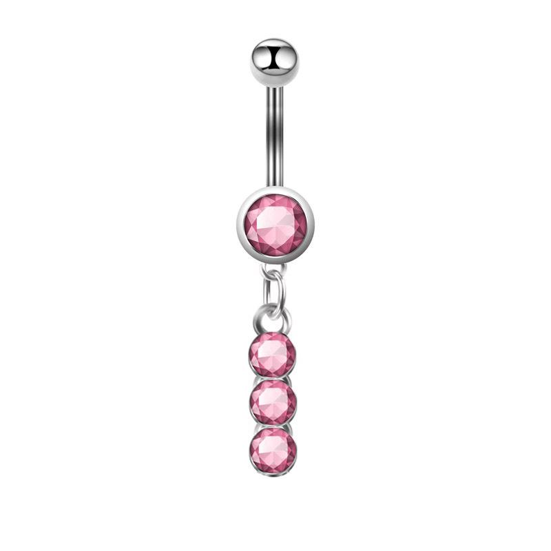 Stainless Steel Belly Button Ring Sexy Drop Dangle Body Piercing Jewelry For Women Girls Pink Zircon Navel Rings Gifts