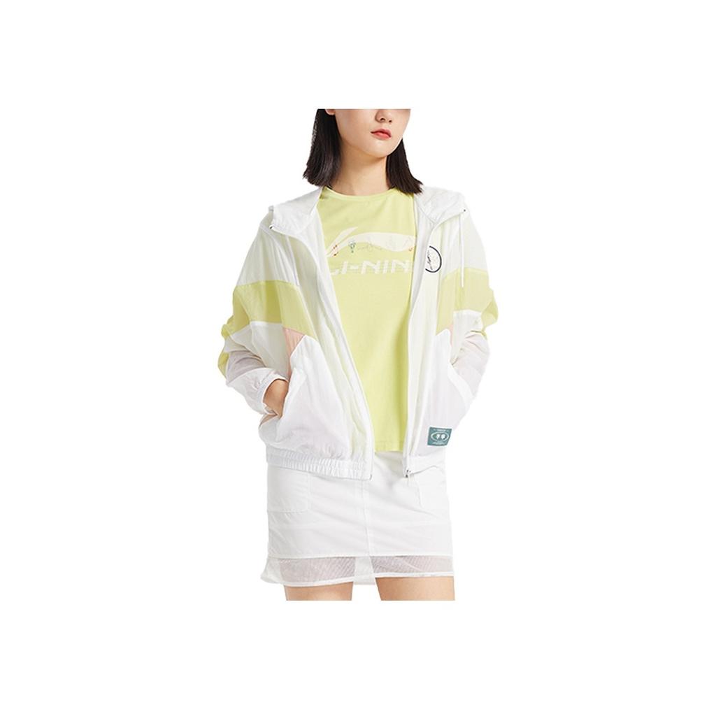 Li Ning Sports Fashion Series Свободная спортивная куртка с длинным рукавом Женская куртка белого цвета AFDQ264-2