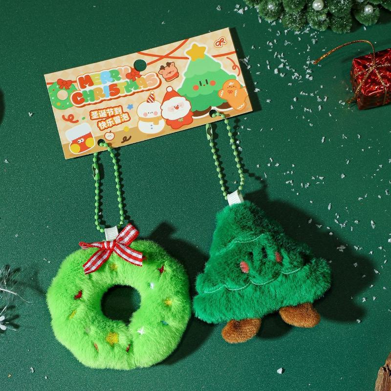 1 пара милых мультяшных рождественских плюшевых брелоков Kawii плюшевая елка Санта Клаус снеговик кулон украшение аксессуары