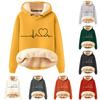 Ayollar Modasi Kapushonli Bosma Plyush Iliq Keng Pullover Sviter