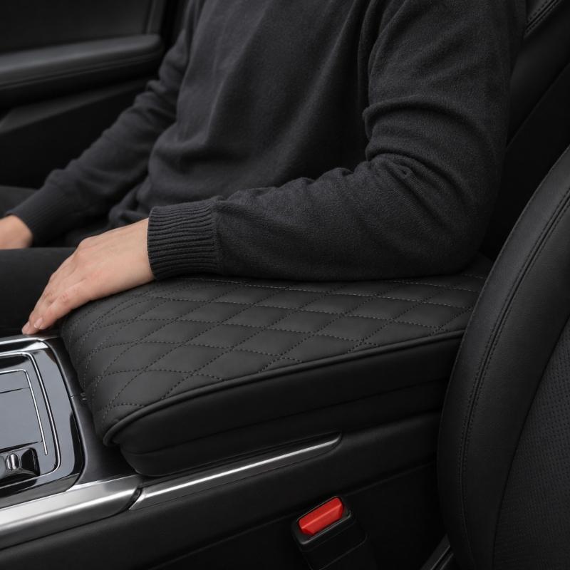 Center Console Armrest Cover Pad for, Quilted Lid Pad for Daily Driving Comfort and Wear Guard