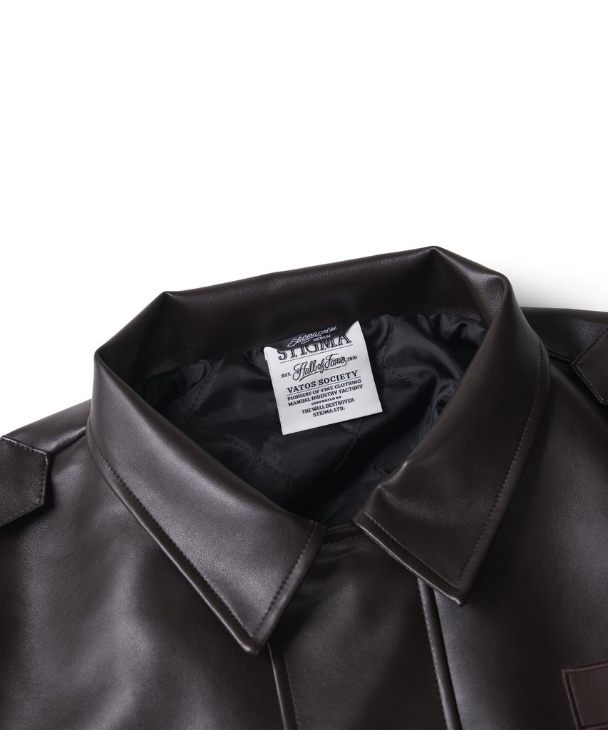 Stigma A-2 Oversized Crop Faux Leather Jacket