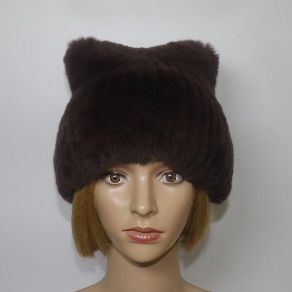 Зимняя модная меховая шапка для девочек, пушистая, теплая, из натурального меха кролика Рекс, шапки с кошачьими ушками, женская, толстая, хорошего качества, из меха кролика Рекс