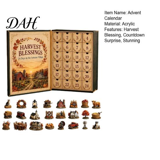 Fall Season Gift for Adults Harvest Blessings Advent Calendar, 24 Days Countdown to Thanksgiving Calendar Box, Decorative Mantel Hangings Pcs