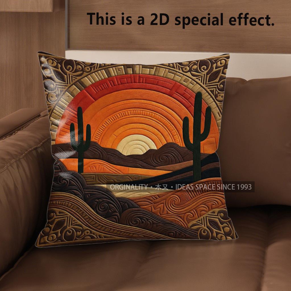 D Bohemian Desert Sunset Throw Pillow Covers Pattern Cushion Cover Suitable For Sofa Bedroom Car Pillow Cover