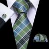 Barry.Wang Mens Novelty Plaid Striped Neckties Handkerchief Cufflinks Set Formal Casual Business