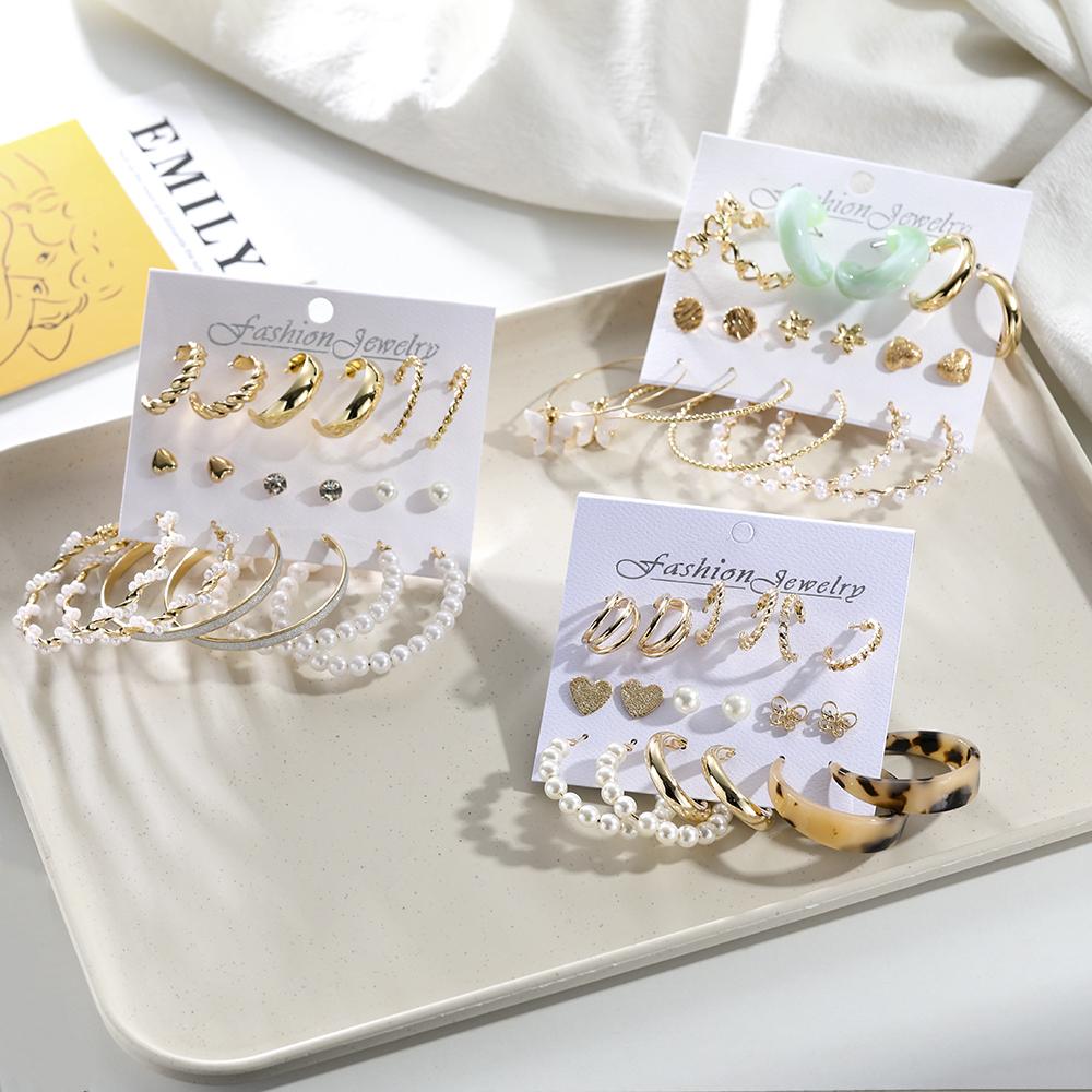 Модные элегантные серьги-кольца, комплект женских серег-гвоздиков с листьями бабочки, модные ювелирные изделия