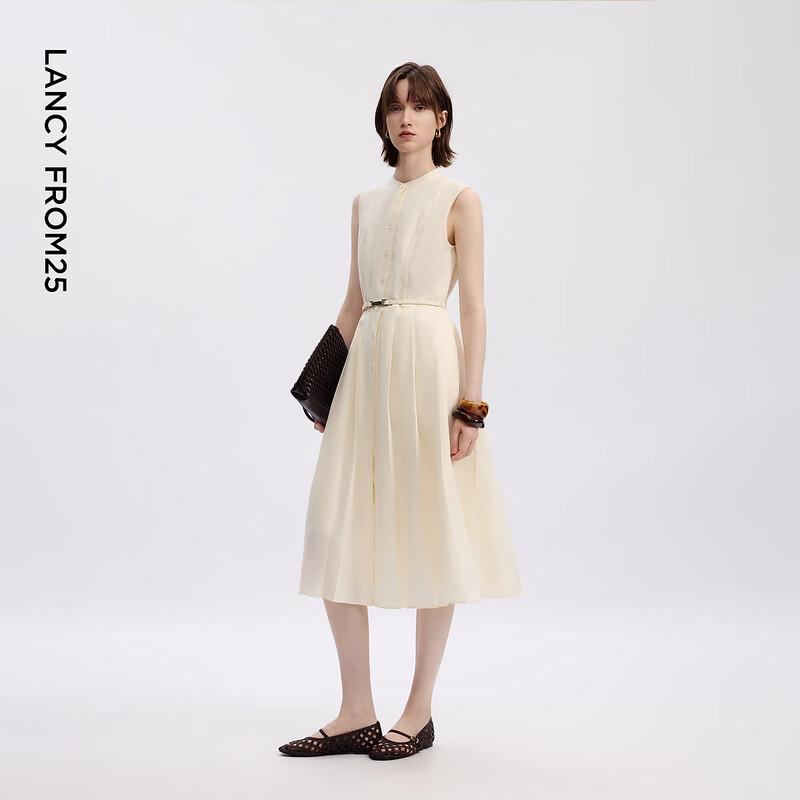 Linen Old Money Style Sleeveless Pleated A-line Dress
