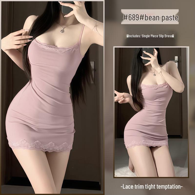 Xianyi Кружевное сексуальное облегающее платье-комбинация Pure Desire - Однотонная одежда для сна 689