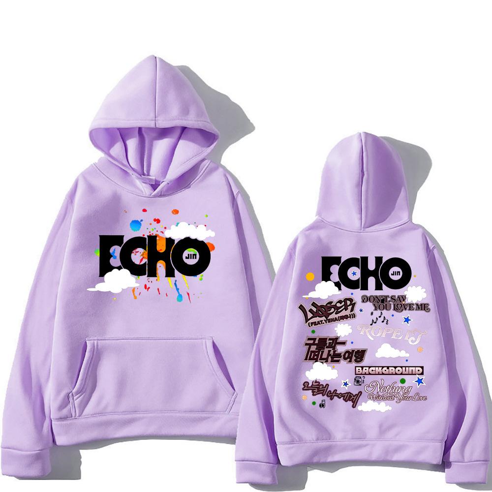 Джин Эхо Худи Унисекс Осень Зима Повседневные Винтажные Уличная Одежда Толстовки Мода Женщины Тур по Новому Альбому Пуловер Подарки для Фанов Джина