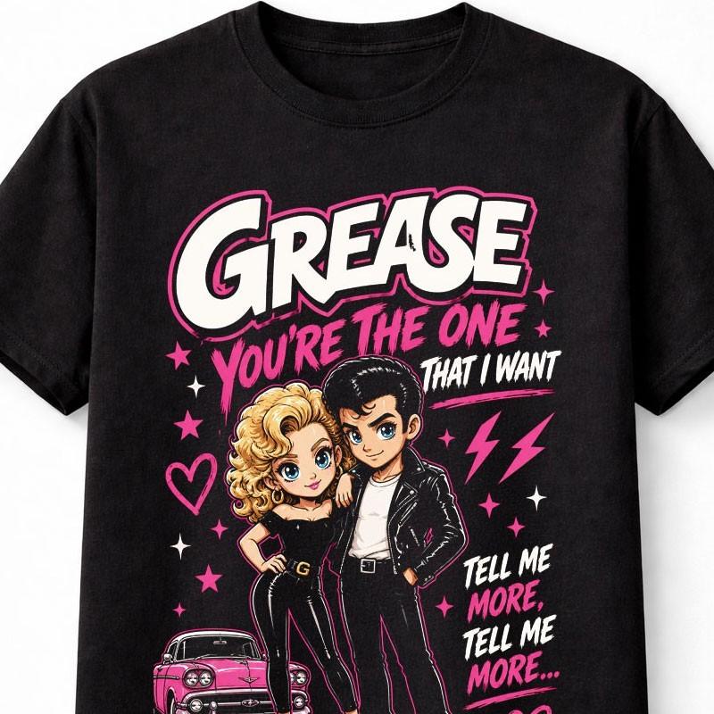 Grease Retro Movie Musical Danny Sandy Graphic Unisex TShirt
