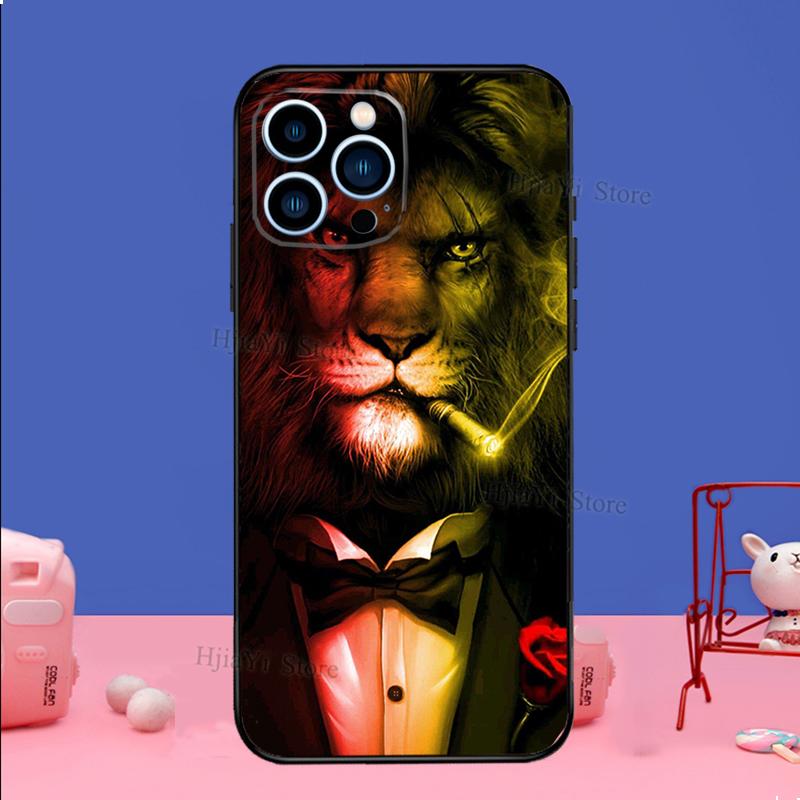 Чехол-животное Лев для iPhone 16 15 13 11 12 14 Pro Max XS XR X Plus 13 mini Мягкий чехол Fundas Capa Shell