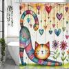 Милая кошка любовь коллаж арт шторка для душа, декоративная шторка для душа для ванной комнаты, водонепроницаемая шторка для душа с крючками