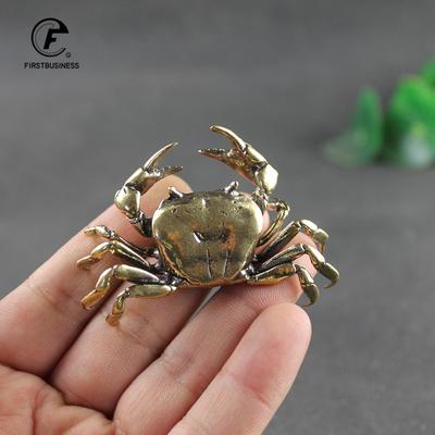 60г Латунный Краб Маленькая Статуэтка Украшение Медная Ручная Работа Антикварная Животное Миниатюрная Фигурка Украшение для Рабочего Стола Домашний Декор Поделка