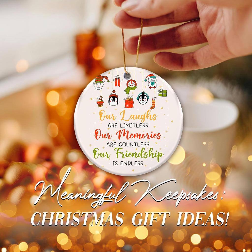 Friendship Ornament 2025 – Best Friend Ornament, Our Laughs are Limitless, Our Memories are Countless, Our Friendship is Endless –Gift for