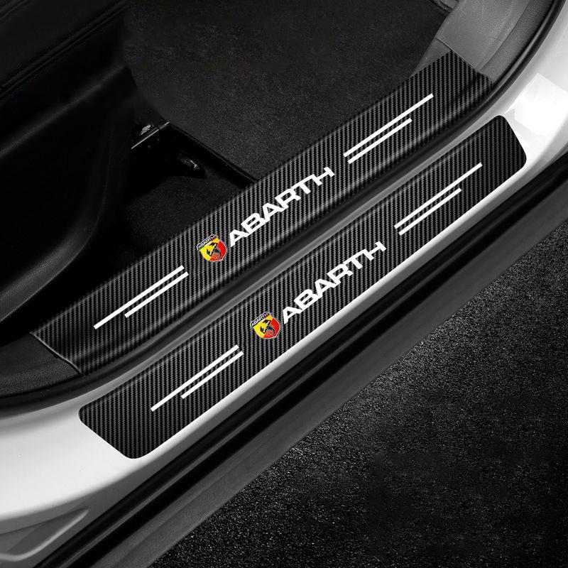 FXLST1 4pcs Car Threshold Strip Trunk Door Sill Protection Sticker For Fiat Abarth 595 Abarth 500 abarth 124 spider Auto Accessories