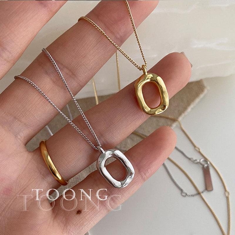 XIYANIKE Minimalist Silver Color Charm Necklace for Women Couples New Fashion Ellipse Geometry Pendant Party Jewelry Gift