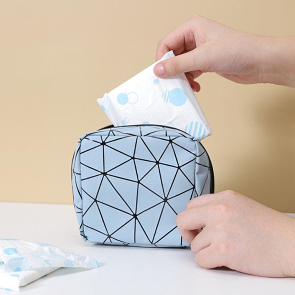 Rhombus Pattern Sanitary Napkin Storage Bag Storage Pouch Reusable Sanitary Napkin Bag