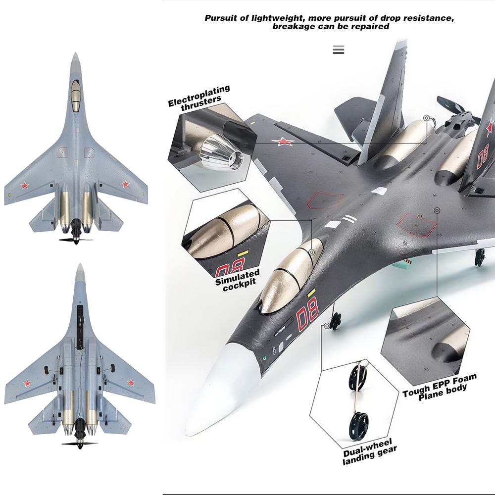 QF009 J16 Радиоуправляемый самолет 4-канальный пенный самолет с дистанционным управлением Модель Су-35 Планер 2,4 ГГц 360° переворот-вращение 525 мм Игрушка самолет-истребитель с фиксированным крылом