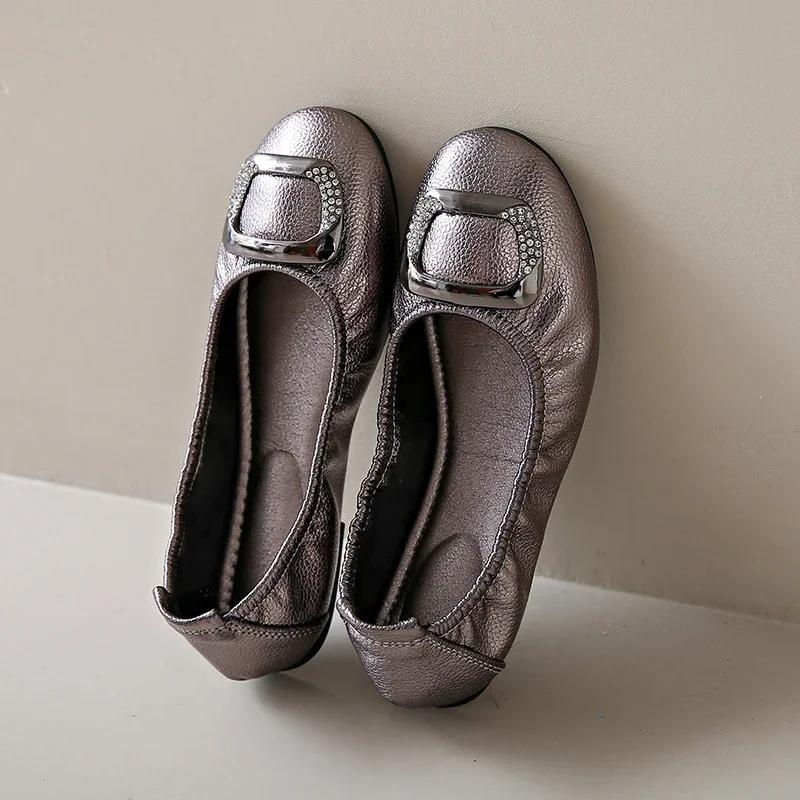 Элегантная удобная женская обувь без шнуровки 2024, новые кожаные женские туфли на плоской подошве с круглым носком, женские летние женские лоферы ручной работы на плоской подошве
