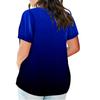 Fashion Plus Size Women's Casual Short Sleeve Round Neck Gradient Print T-shirt With Pockets