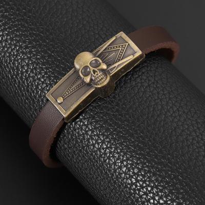 Ретро-персонализированный мужской браслет в стиле черепа, щедрый простой браслет, кожаный браслет с подвесками, праздничный подарок
