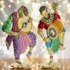 Handcrafted Chang Dancers Iron Metal Showpiece – Vibrant Rajasthani Folk Art Sculpture for Home Décor, 14 Inch